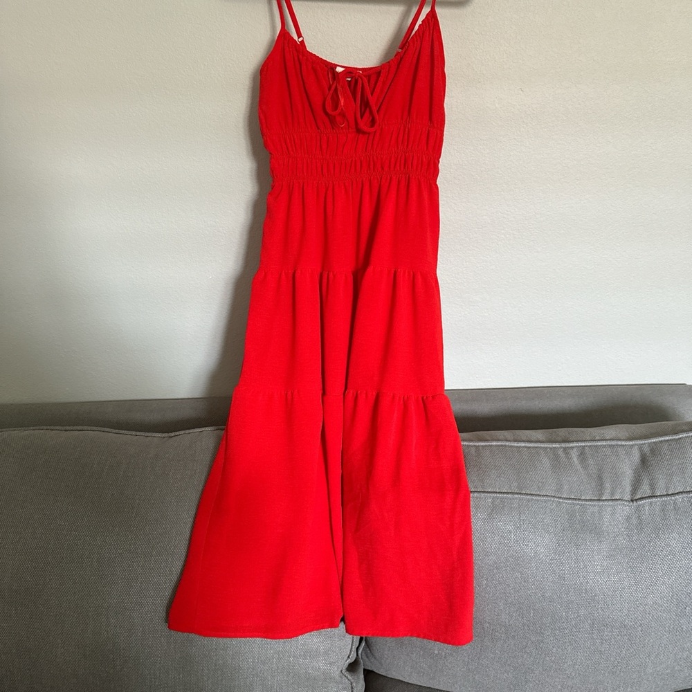 Elegant Red Midi Dress